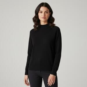 Stitches in Time Women's Black Acrylic Sweater Zip Back Very Soft Size Large